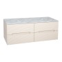 Monza Plus 1200mm Fluted Wall Hung Double Vanity with Counter Top - Warm Oatmeal/Grey Marble, another view