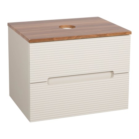 Monza Plus 600mm Fluted Wall Hung Vanity & Counter Top - Warm Oatmeal/Cali Walnut
