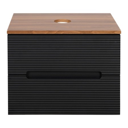 Monza Plus 600mm Fluted Wall Hung Vanity & Counter Top - Matte Black/Cali Walnut