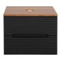 Monza Plus 600mm Fluted Wall Hung Vanity & Counter Top - Matte Black/Cali Walnut