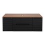 Monza Plus 1200mm Fluted Wall Hung Vanity with 2 Side Cabinets & Counter Top - Matte Black/Cali Walnut