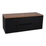 Monza Plus 1200mm Fluted Wall Hung Vanity with 2 Side Cabinets & Counter Top - Matte Black/Cali Walnut, another view