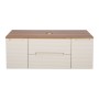 Monza Plus 1200mm Fluted Wall Hung Vanity with 2 Side Cabinets & Counter Top - Warm Oatmeal/Cali Walnut
