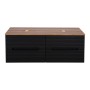 Monza Plus 1200mm Fluted Wall Hung Double Vanity with Counter Top - Matte Black/Cali Walnut, another view