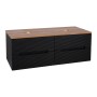Monza Plus 1200mm Fluted Wall Hung Double Vanity with Counter Top - Matte Black/Cali Walnut, another view (2)
