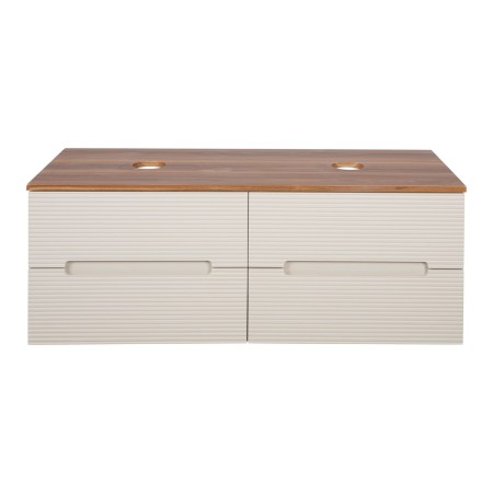 Monza Plus 1200mm Fluted Wall Hung Double Vanity with Counter Top - Warm Oatmeal/Cali Walnut