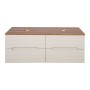 Monza Plus 1200mm Fluted Wall Hung Double Vanity with Counter Top - Warm Oatmeal/Cali Walnut