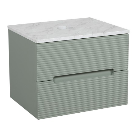 Monza Plus 600mm Fluted Wall Hung Vanity & Counter Top - Aloe Green/Grey Marble