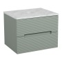 Monza Plus 600mm Fluted Wall Hung Vanity & Counter Top - Aloe Green/Grey Marble