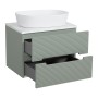 Monza Plus 600mm Fluted Wall Hung Vanity & Counter Top - Aloe Green/Grey Marble, another view