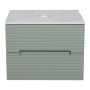 Monza Plus 600mm Fluted Wall Hung Vanity & Counter Top - Aloe Green/Grey Marble, another view (2)