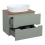 Monza Plus 600mm Fluted Wall Hung Vanity & Counter Top - Aloe Green/Cali Walnut
