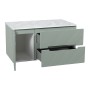 Monza Plus 900mm Fluted Wall Hung Vanity with Side Cabinet & Counter Top - Aloe Green/Grey Marble, another view