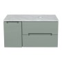 Monza Plus 900mm Fluted Wall Hung Vanity with Side Cabinet & Counter Top - Aloe Green/Grey Marble, another view (2)