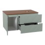 Monza Plus 900mm Fluted Wall Hung Vanity with Side Cabinet & Counter Top - Aloe Green/Cali Walnut, another view