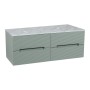 Monza Plus 1200mm Fluted Wall Hung Double Vanity with Counter Top - Aloe Green/Grey Marble