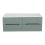 Monza Plus 1200mm Fluted Wall Hung Double Vanity with Counter Top - Aloe Green/Grey Marble, another view (2)