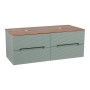Monza Plus 1200mm Fluted Wall Hung Double Vanity with Counter Top - Aloe Green/Cali Walnut