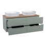Monza Plus 1200mm Fluted Wall Hung Double Vanity with Counter Top - Aloe Green/Cali Walnut, another view (2)