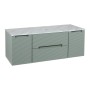 Monza Plus 1200mm Fluted Wall Hung Vanity with 2 Side Cabinets & Counter Top - Aloe Green/Grey Marble, another view