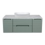Monza Plus 1200mm Fluted Wall Hung Vanity with 2 Side Cabinets & Counter Top - Aloe Green/Grey Marble, another view (2)