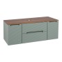 Monza Plus 1200mm Fluted Wall Hung Vanity with 2 Side Cabinets & Counter Top - Aloe Green/Cali Walnut, another view