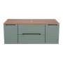 Monza Plus 1200mm Fluted Wall Hung Vanity with 2 Side Cabinets & Counter Top - Aloe Green/Cali Walnut, another view (2)