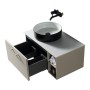 Piatta 800mm Wall Hung Vanity with Side Storage & Left Hand Sintered Stone Counter Top - Soft Coffee