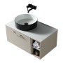 Piatta 800mm Wall Hung Vanity with Side Storage & Left Hand Sintered Stone Counter Top - Soft Coffee, another view