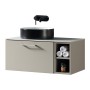 Piatta 800mm Wall Hung Vanity with Side Storage & Left Hand Sintered Stone Counter Top - Soft Coffee, another view (2)