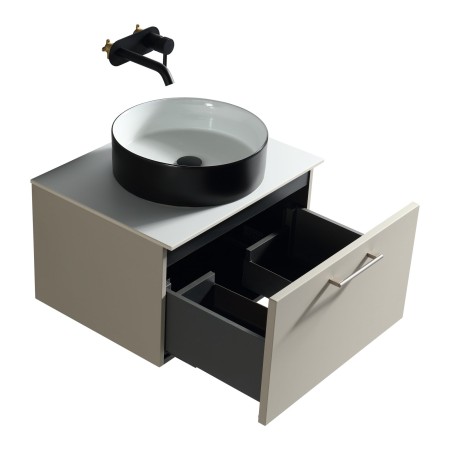 Piatta 600mm Wall Hung Vanity with Sintered Stone Counter Top - Soft Coffee