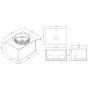 Piatta 600mm Wall Hung Vanity with Sintered Stone Counter Top - Soft Coffee, technical drawing