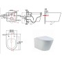 Ferrara Plus Wall Hung Rimless Back to Wall D Shape Ceramic Toilet - White, technical drawing