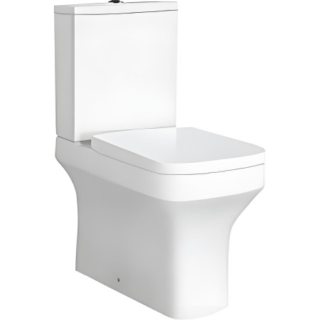 Savona Rimless Square Fully Shrouded Close Coupled Toilet, Seat & Fixings - White