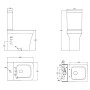 Savona Rimless Square Fully Shrouded Close Coupled Toilet, Seat & Fixings - White, technical drawing