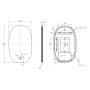 Arlo Square Pebble LED Mirror with Demist & Colour Change 500x800mm, technical drawing