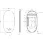 Arlo Arched LED Mirror with Demist & Colour Change 500x1000mm, technical drawing