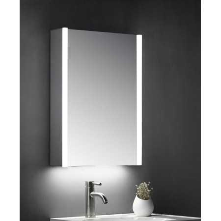 Eden Single Door Mirror Cabinet with LED Side Strips, Sensor Switch & Shaver Socket 500x700mm