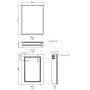 Jemima Single Door LED Mirror Cabinet with Wireless Speaker & Shaver Socket 500x700mm, technical drawing