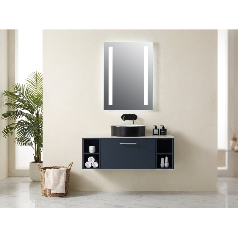 Niall Twin Vertical Strip LED Touch Mirror with Demist & Shaver Point 500x700x45mm