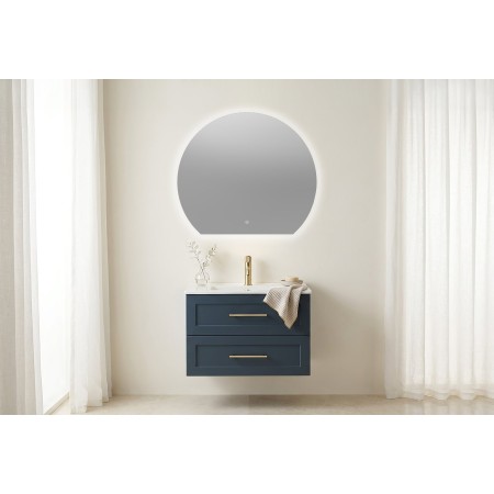 Olive Semi Circle LED Touch Mirror with Demist 700x800x30mm