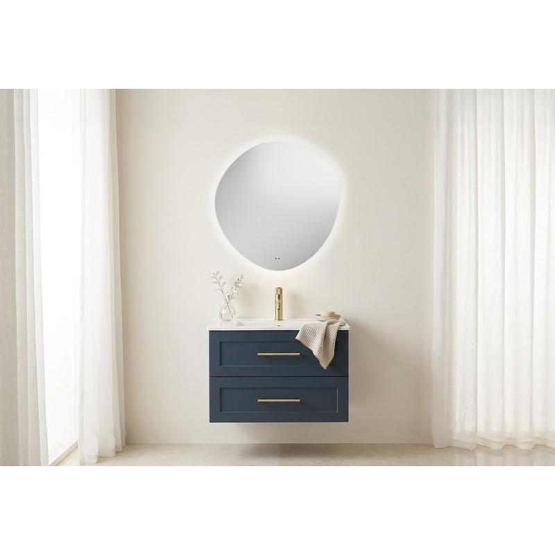 Phoebe Round Pebble LED Mirror with Demist & Colour Change 580x600mm
