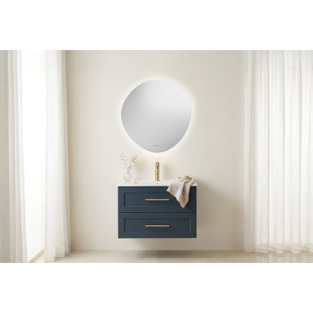 Phoebe Round Pebble LED Mirror with Demist & Colour Change 580x600mm