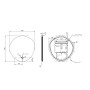 Phoebe Round Pebble LED Mirror with Demist & Colour Change 580x600mm, technical drawing
