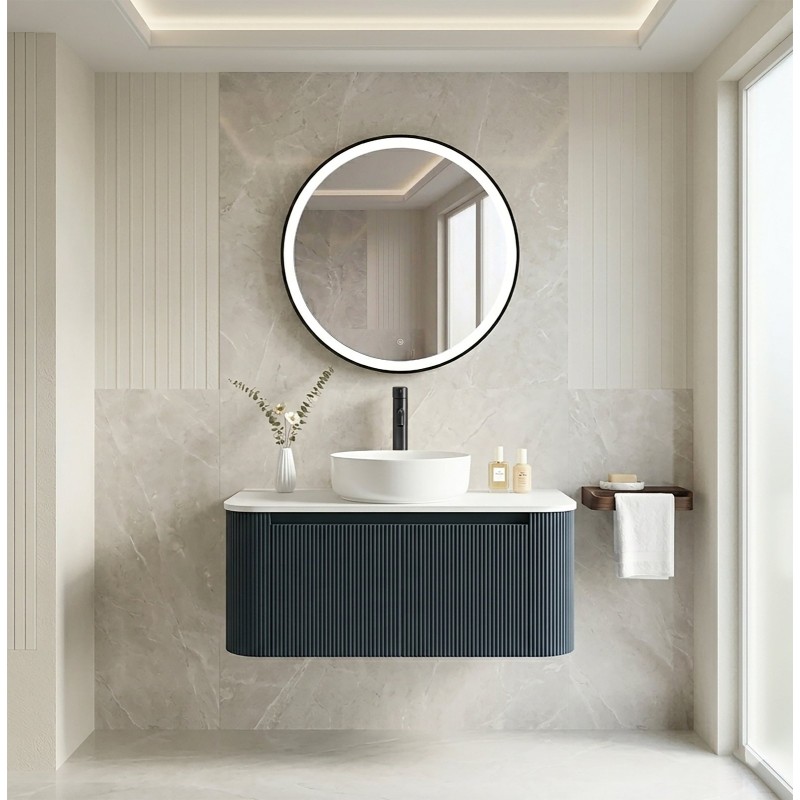 Rosie LED Round Touch Mirror with Demist & Colour Change 600mm - Black