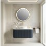 Rosie LED Round Touch Mirror with Demist & Colour Change 600mm - Brushed Brass in a bathroom setting