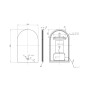 Sylvie Arched LED Mirror with Demist & Colour Change 500x800mm, technical drawing