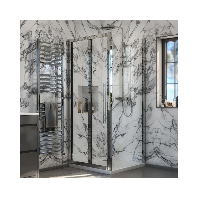 Swan Walton 900mm Side Shower Panel 6mm Easy-Clean Glass – Chrome