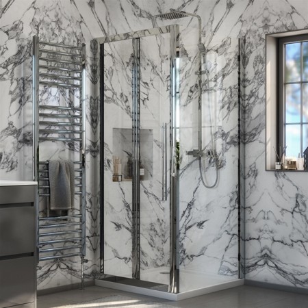 Swan Walton 900mm Side Shower Panel 6mm Easy-Clean Glass – Chrome