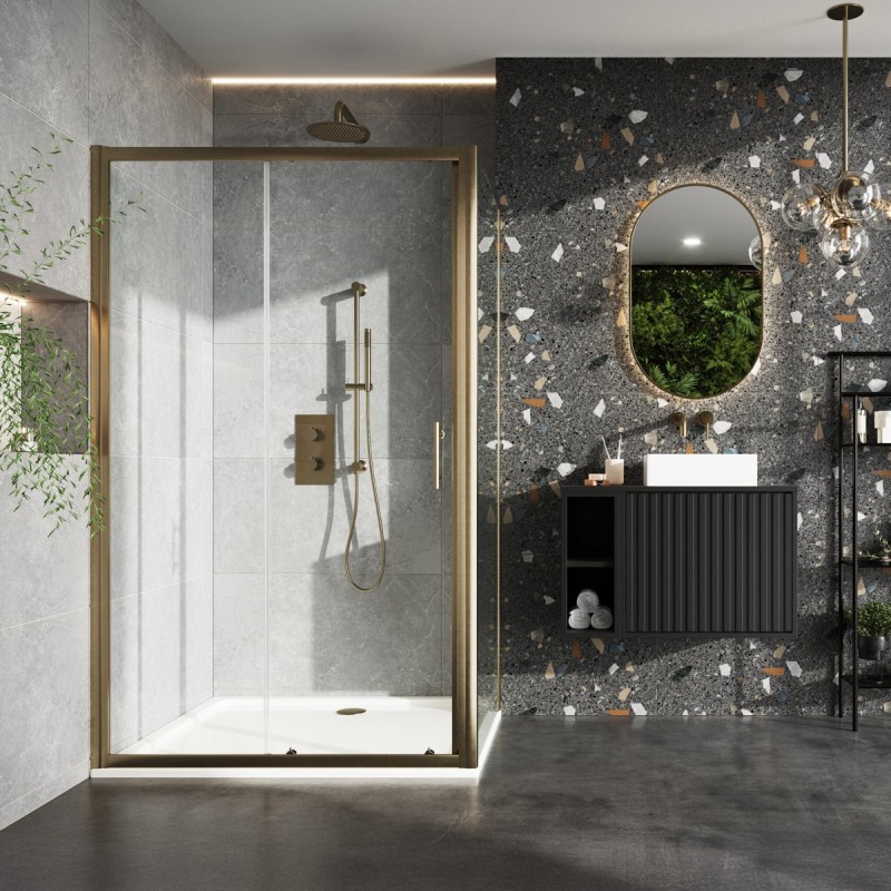S6 Brushed Brass Sliding Door 1200mm